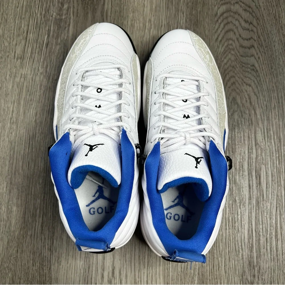New Air Jordan 12 Low Golf White Game Royal Black Men’s‎ Sz 7 DM9015-105 Spikes